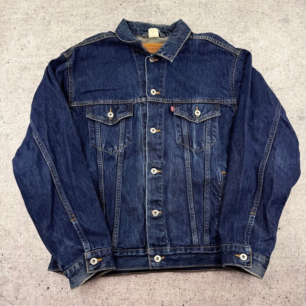 Vintage Levis Dark Blue Denim Type 3 Trucker Jacket 70507-4809 Mens Large